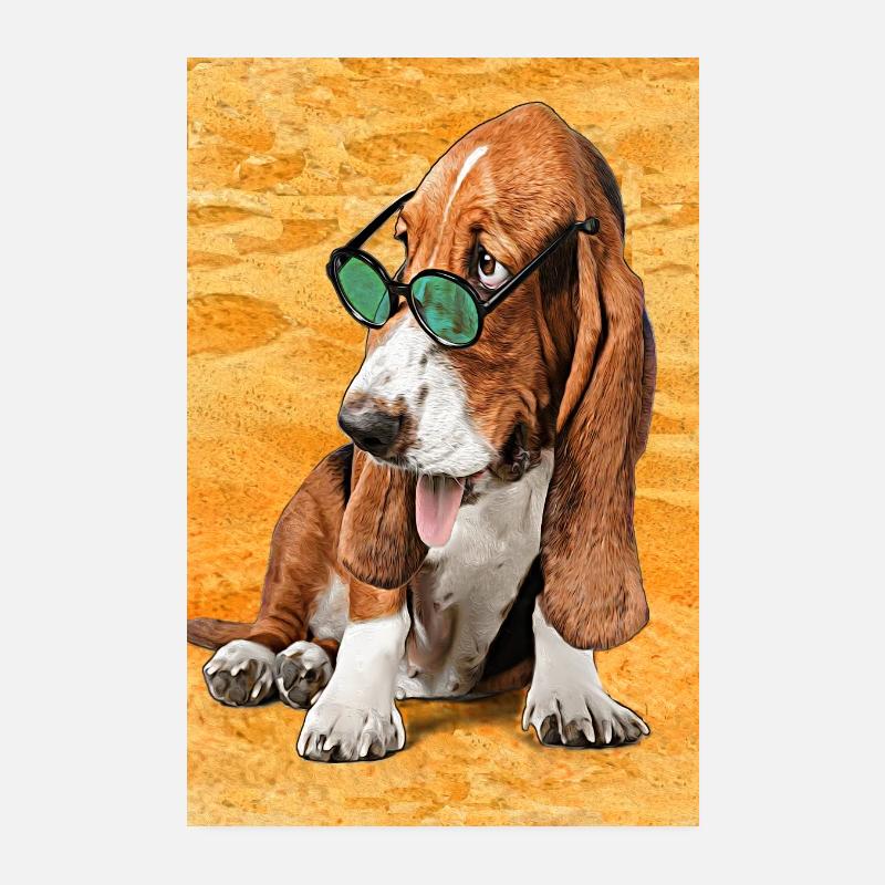 basset de plage à la cool Poster 20 x 30 cm