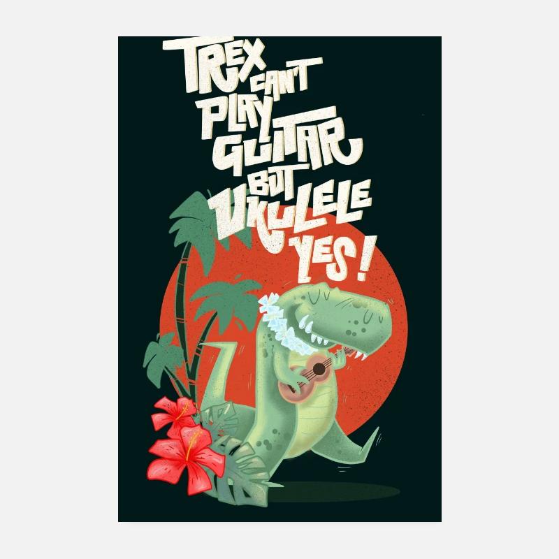 Ukulele trex - Poster 20x30 cm - Weiß