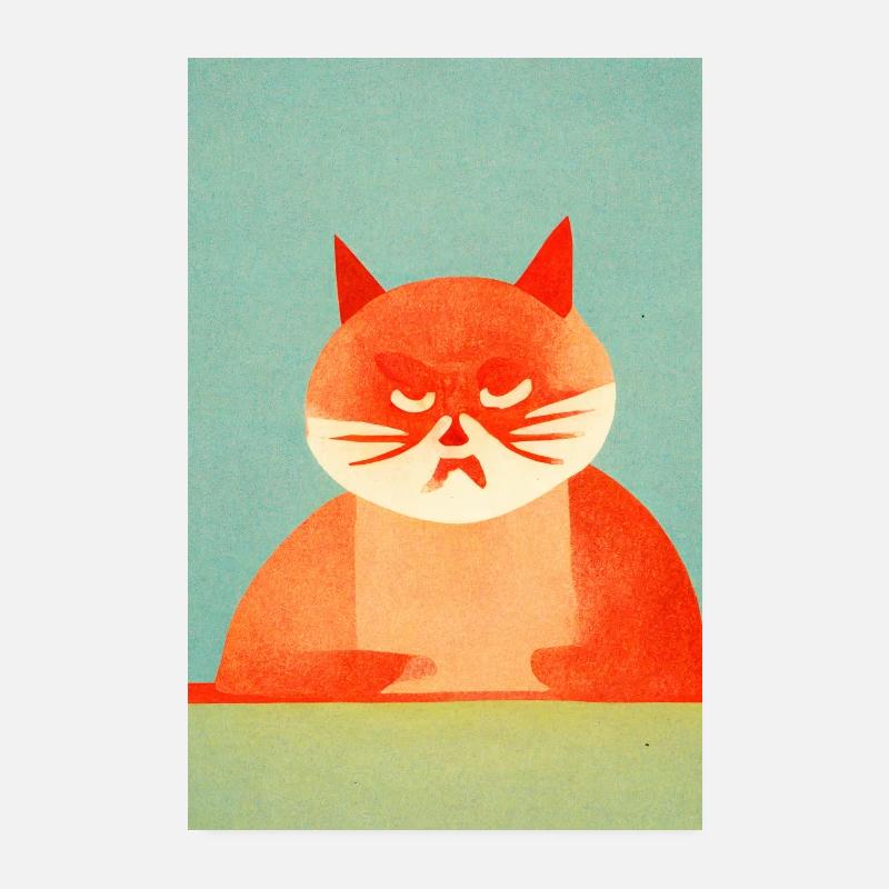 Chat en colère Rétro Poster 20 x 30 cm