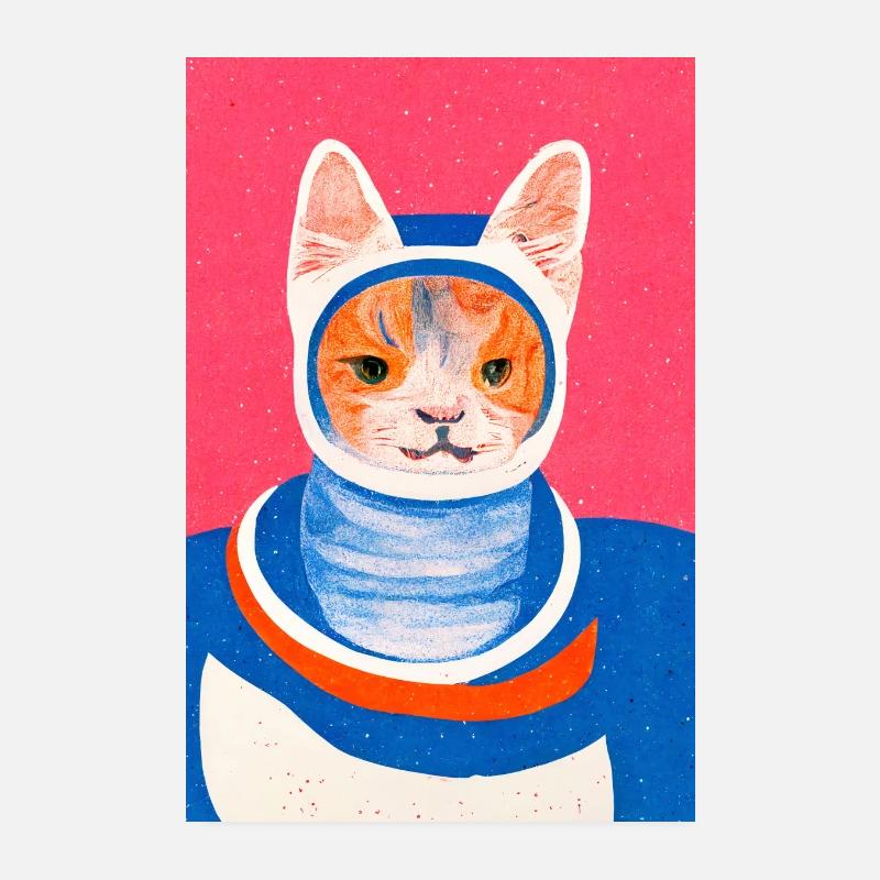 Belka Cat Space Rétro Poster 20 x 30 cm