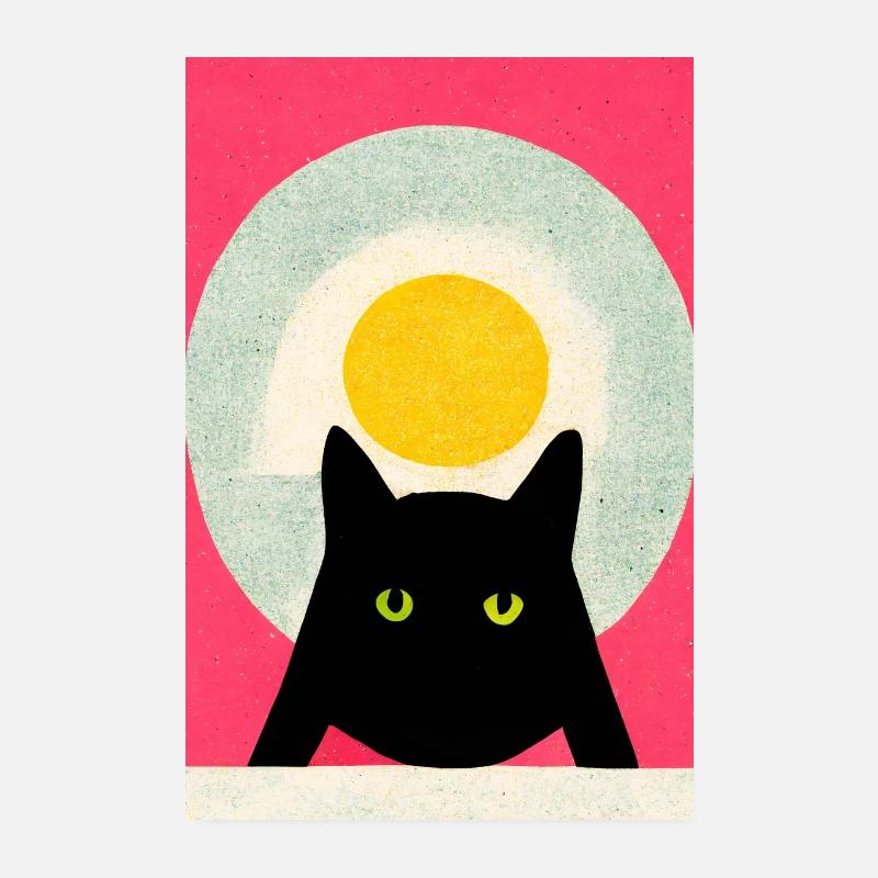 Breakfast Mafia Cat Retro Poster 20x30 cm