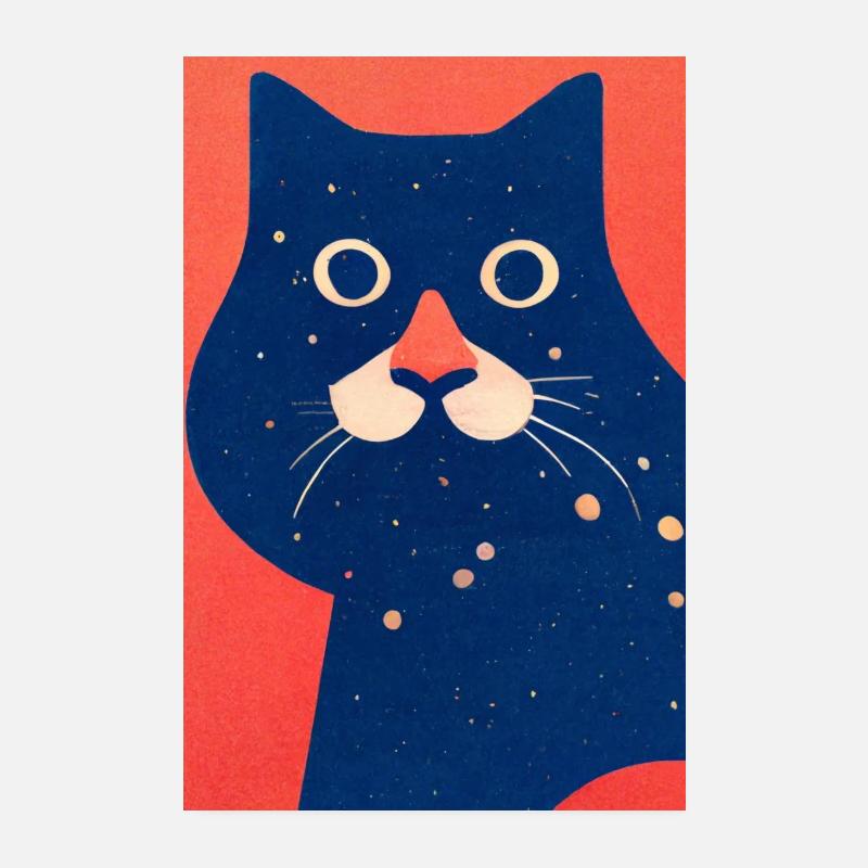 Chat Cosmique Rétro Poster 20 x 30 cm