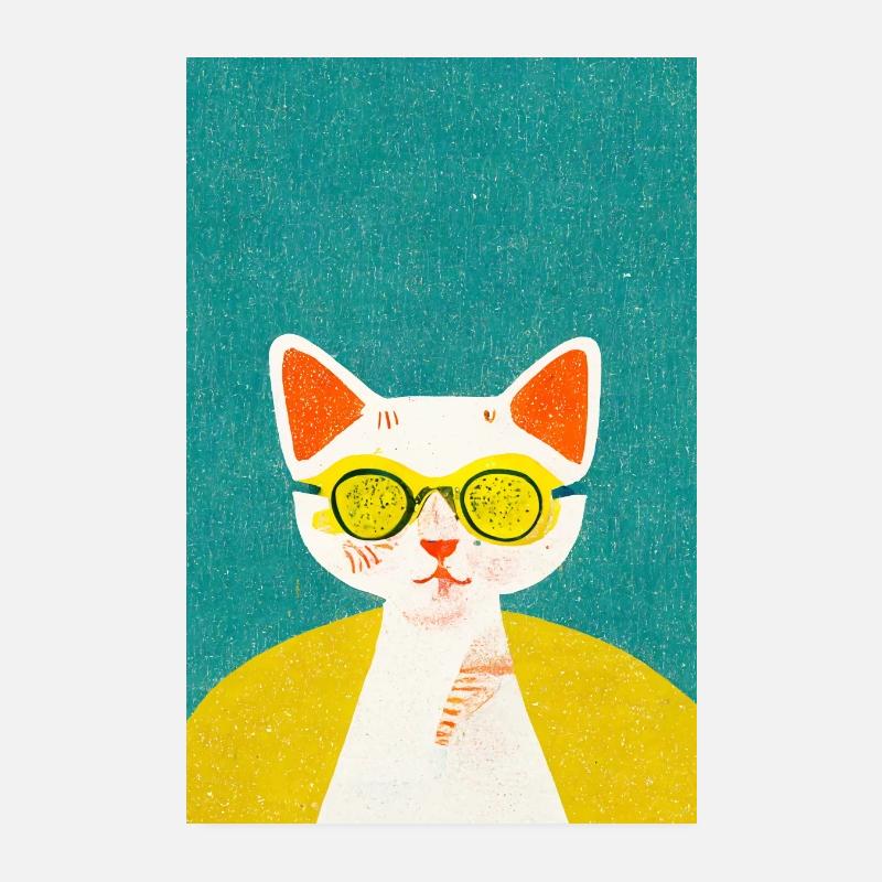 Cat Scientist Rétro Poster 20 x 30 cm
