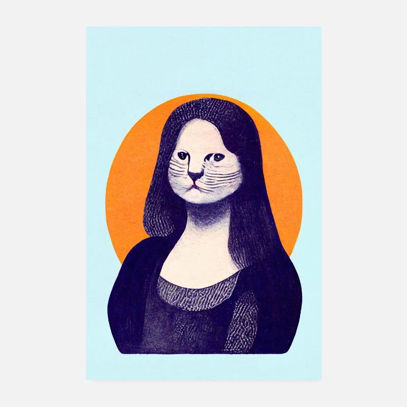 Mona Lisa Cat Retro Poster 8" x 12" (20x30 cm)