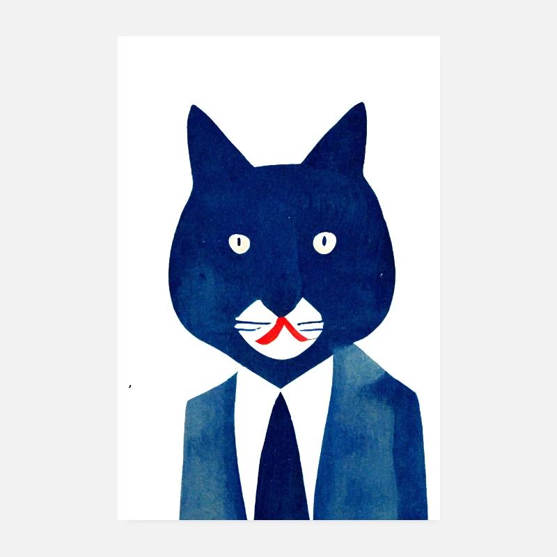 Chat rétro occupé Poster 20 x 30 cm