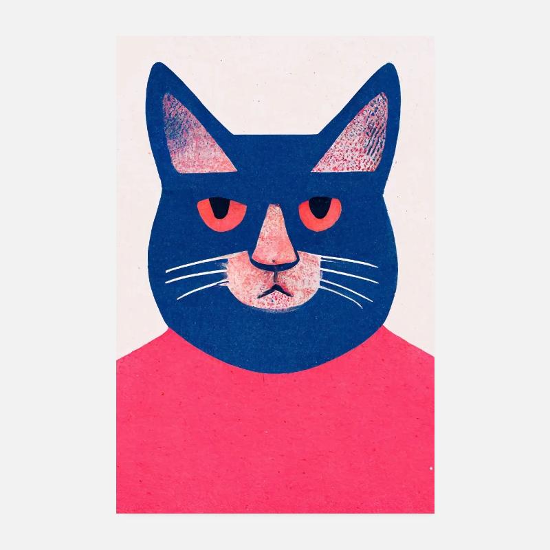 Stoned Face Chat Rétro Poster 20 x 30 cm