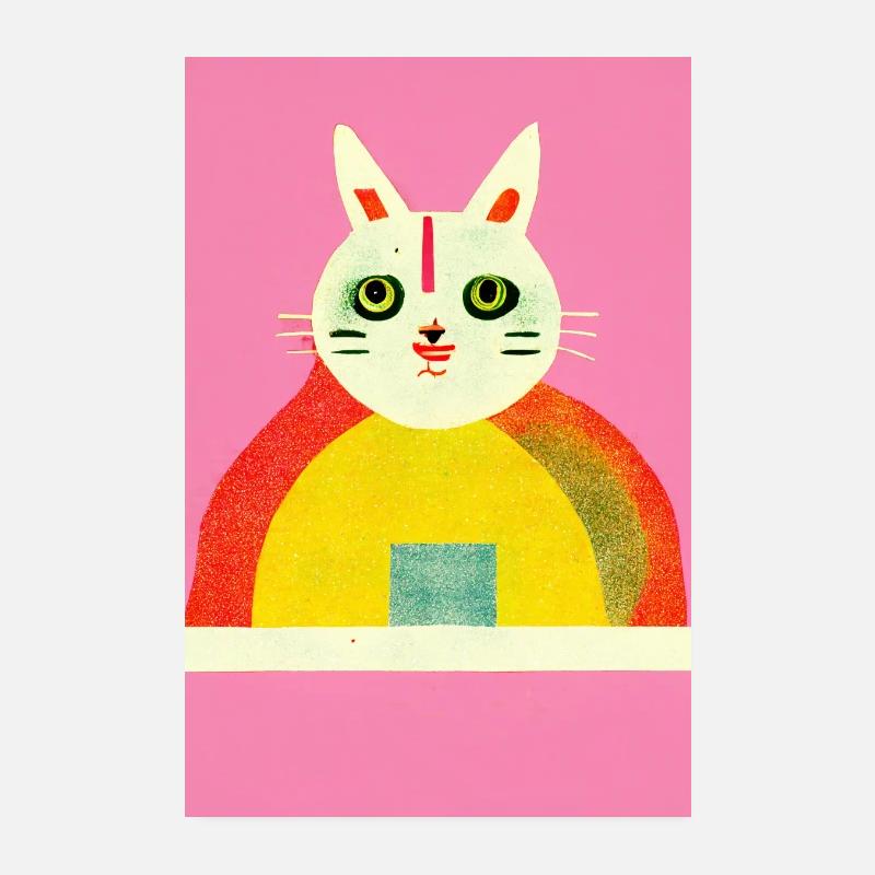 Raver Cat Rétro Poster 20 x 30 cm