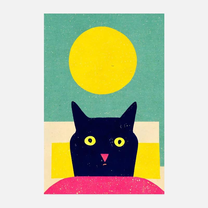 Waking Up Cat Retro Poster 8" x 12" (20x30 cm)