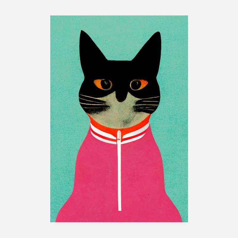 Training Suit Cat Retro Poster 20x30 cm