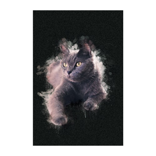 Chartreux pintura acuarela negro -por- Wyll-Fryd - Póster 20x30 cm