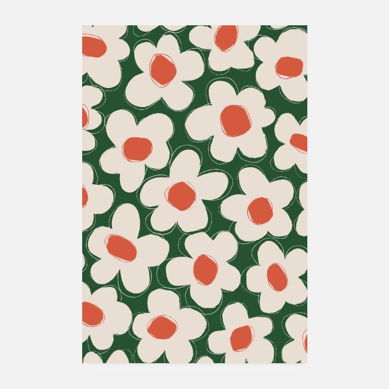 Fleurs beiges mignonnes Poster 20 x 30 cm