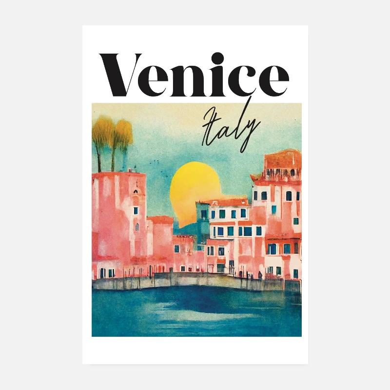 Venice Landscape Italien Reiseplakat Retro Poster 20x30 cm