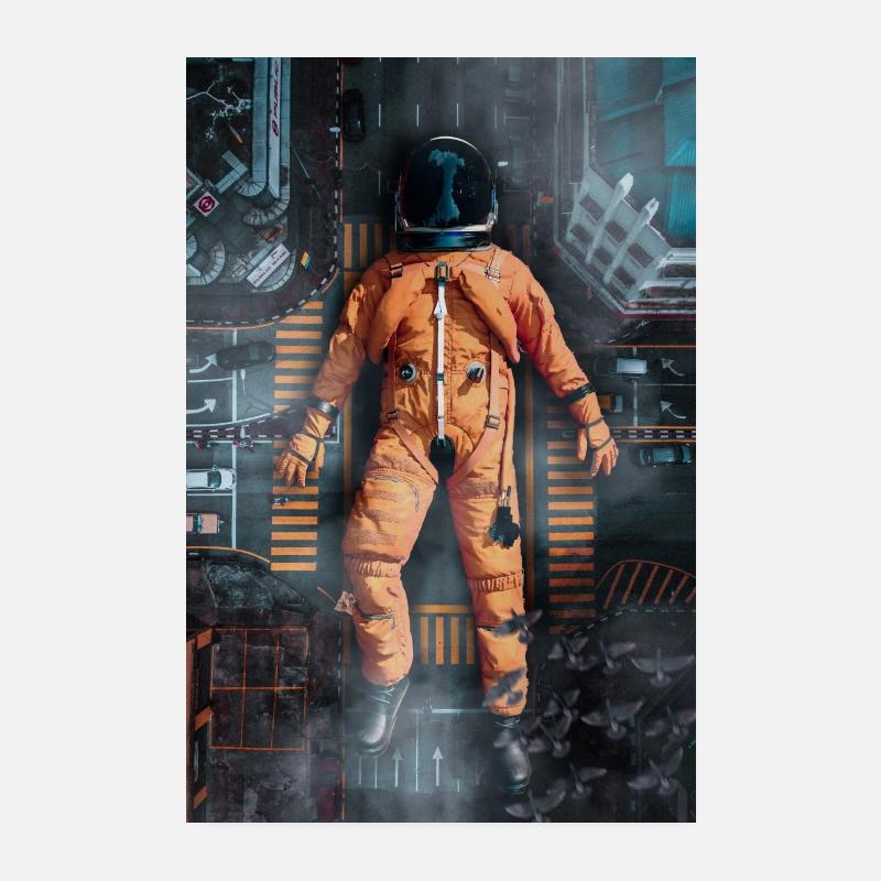 Fallen Astronaut Cityscape Poster 8" x 12" (20x30 cm)
