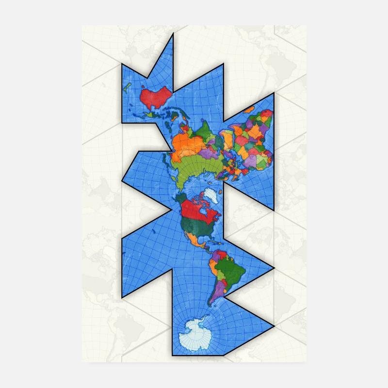 Dymaxion World map Poster 8" x 12" (20x30 cm)