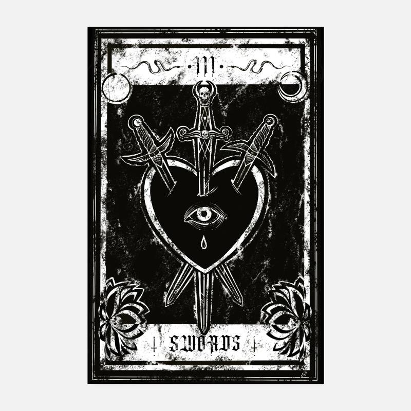 Trois épées - Tarot - Poster 20 x 30 cm - blanc