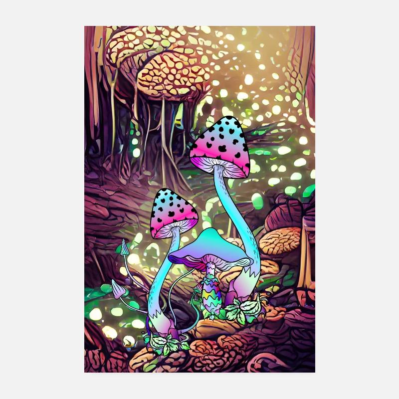 Magic Mushroom Landscape artwork Poster 8" x 12" (20x30 cm)