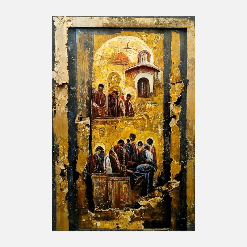 Icône peinte de Grèce - Gemalte Ikone aus Griec Poster 20 x 30 cm