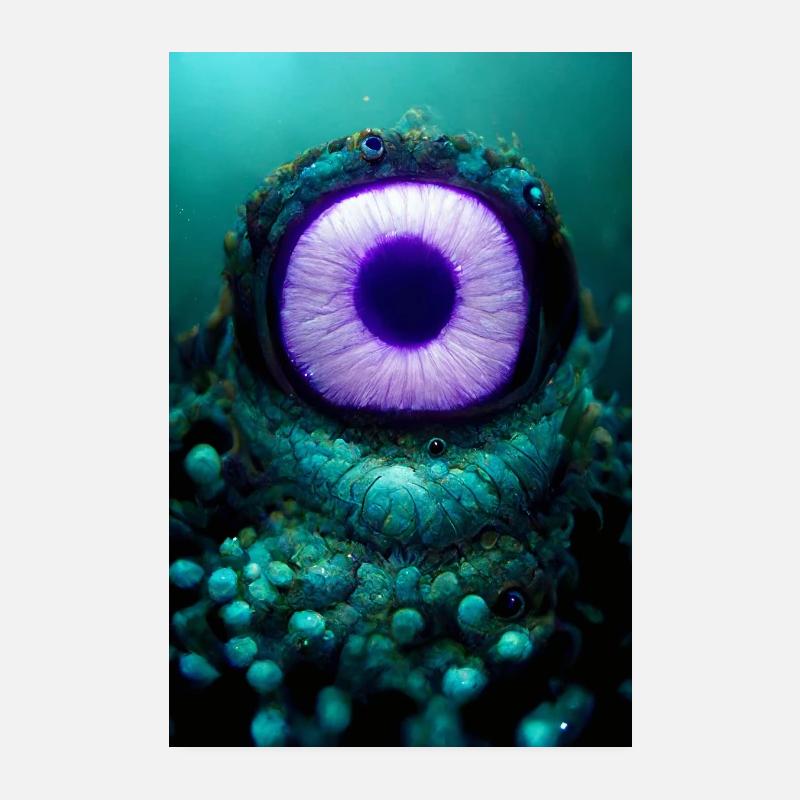 Lysende undervandsmonster Poster 20x30 cm