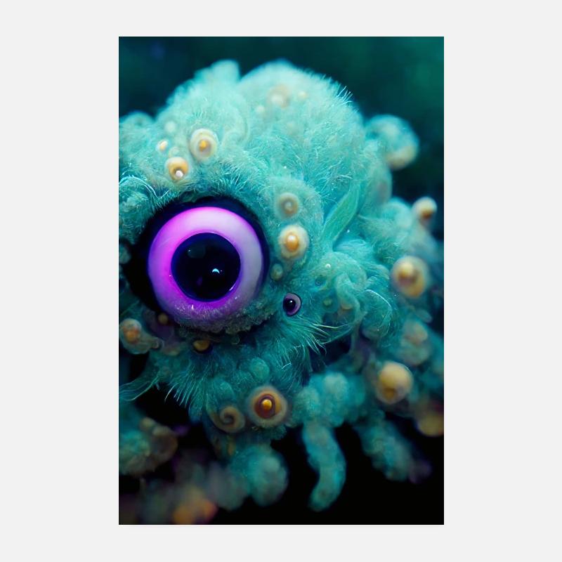 Lysende undervandsmonster Poster 20x30 cm