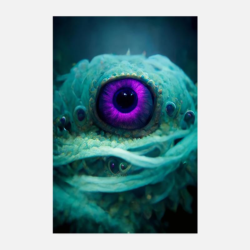 Lysende undervandsmonster Poster 20x30 cm
