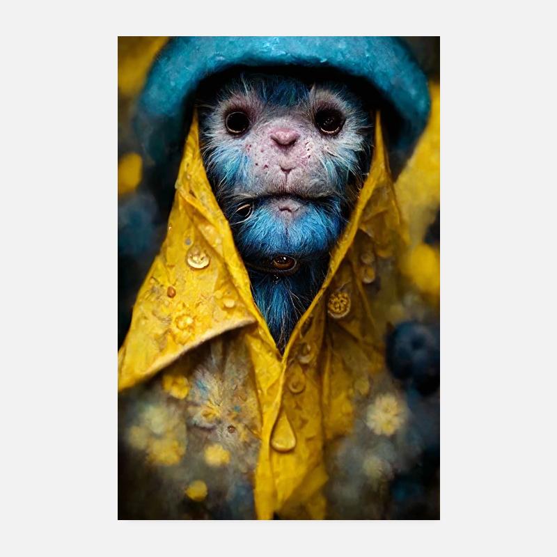 Affe in Regenmantel Poster 20x30 cm
