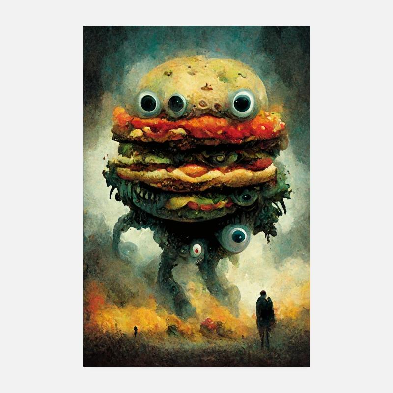Hamburger Monster - Poster 20x30 cm - Weiß