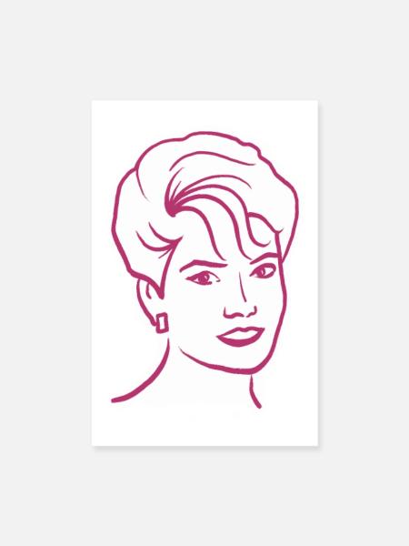 80s / Woman Portrait / Girl Power / minavi - Poster 8" x 12" (20x30 cm) - white - Front