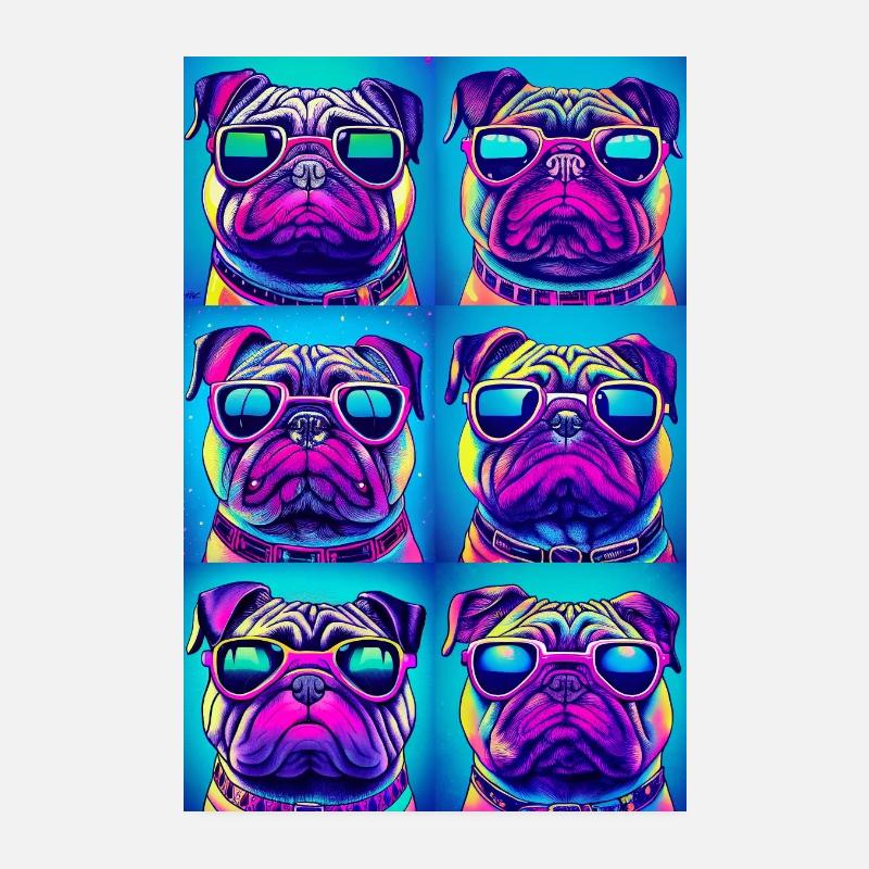 cute comic pug with sunglasses Poster 8" x 12" (20x30 cm)