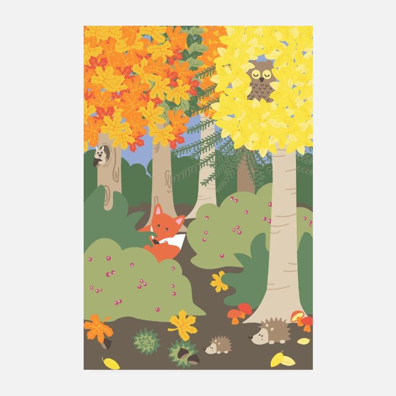 Herbst im Wald - Poster 20x30 cm - Weiß