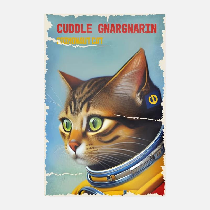 Affiche de chat cosmonaute Poster 20 x 30 cm