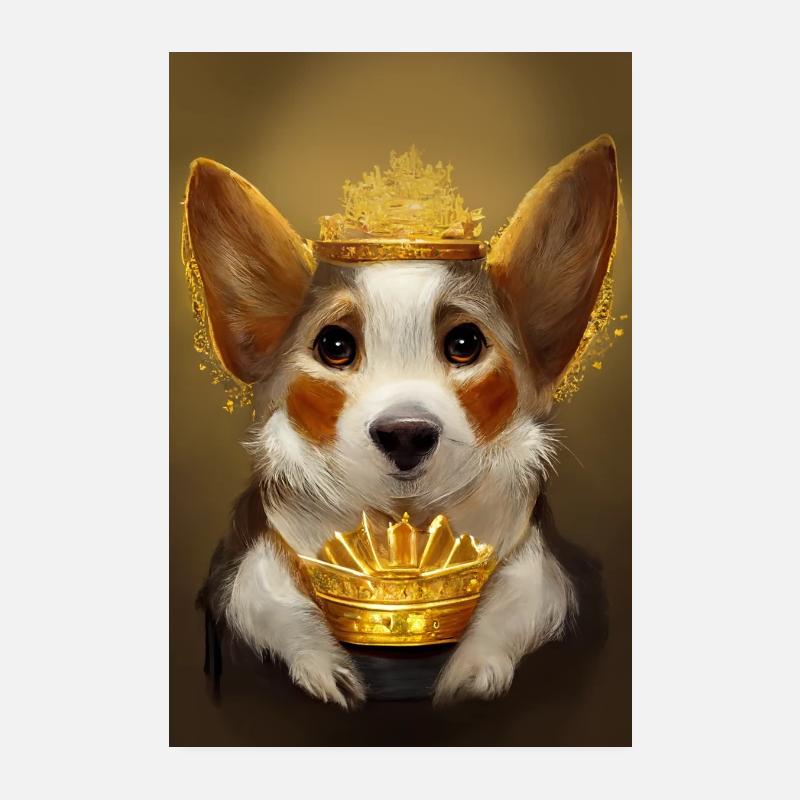 Corgi Queen Poster - Poster 20x30 cm - Weiß