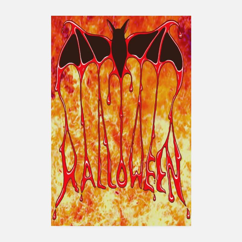 Affiche De Bat Halloween On Fire Poster 20 x 30 cm