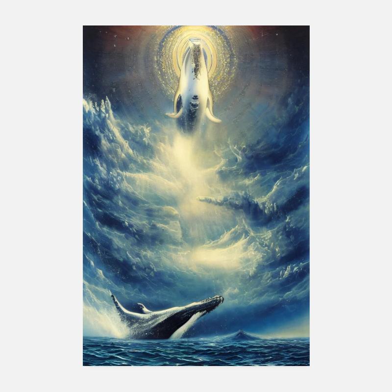 Himmlische Wale - Poster 20x30 cm - Weiß