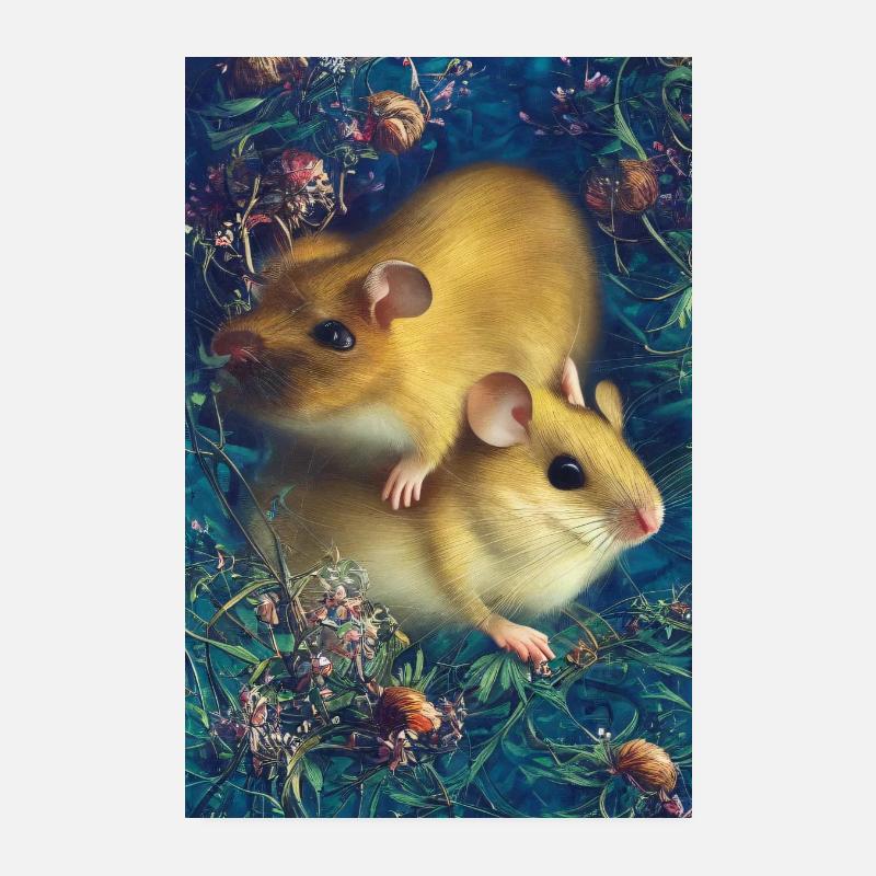 Mice in the grass Poster 8" x 12" (20x30 cm)