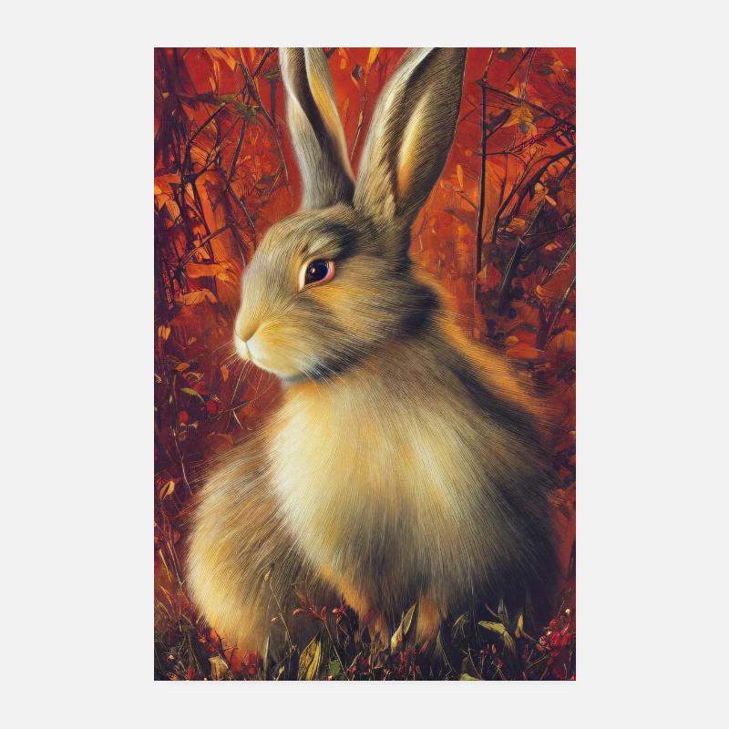 Hase im Herbst Poster 20x30 cm
