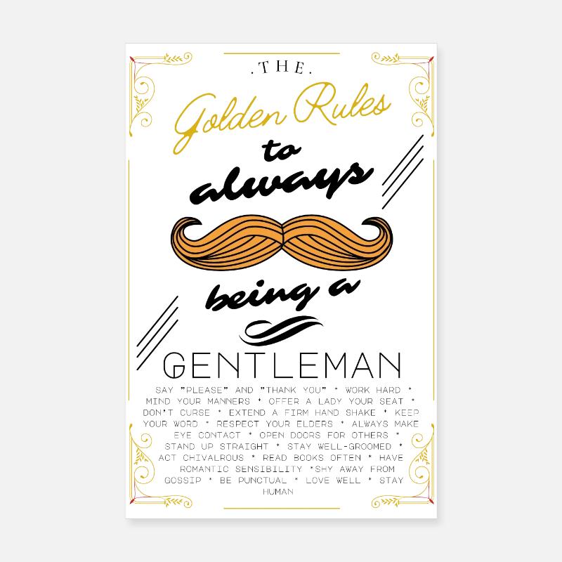 The Golden Rules to always being a Gentleman Poster 8" x 12" (20x30 cm)