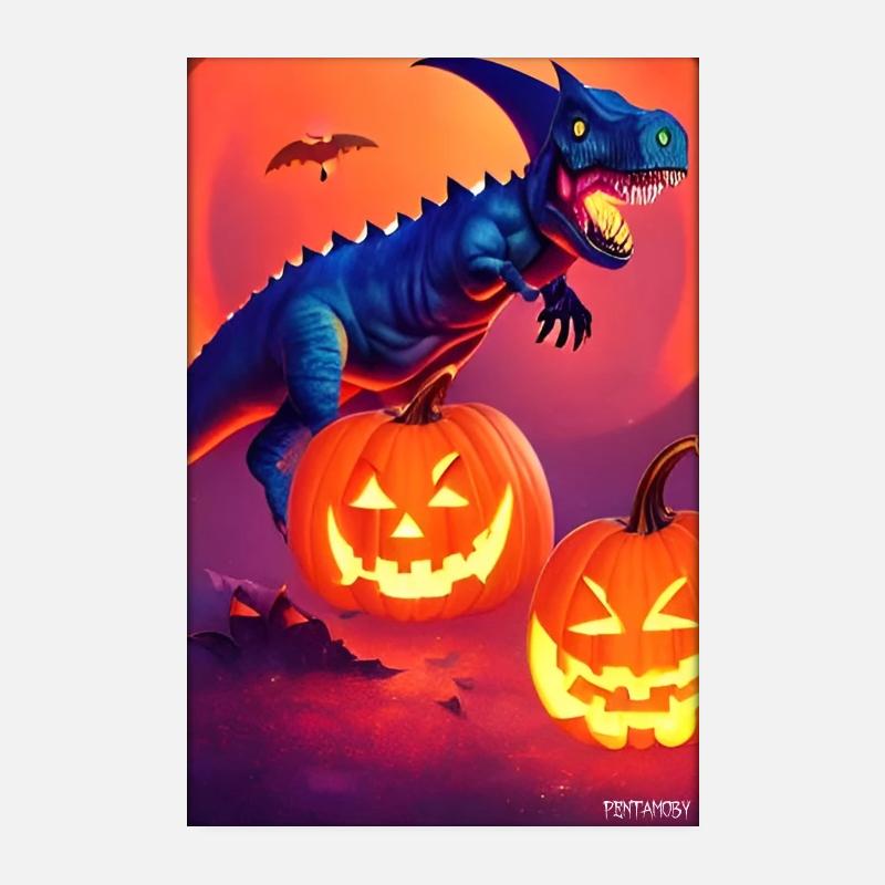 Citrouille dinosaure d’Halloween Poster 20 x 30 cm