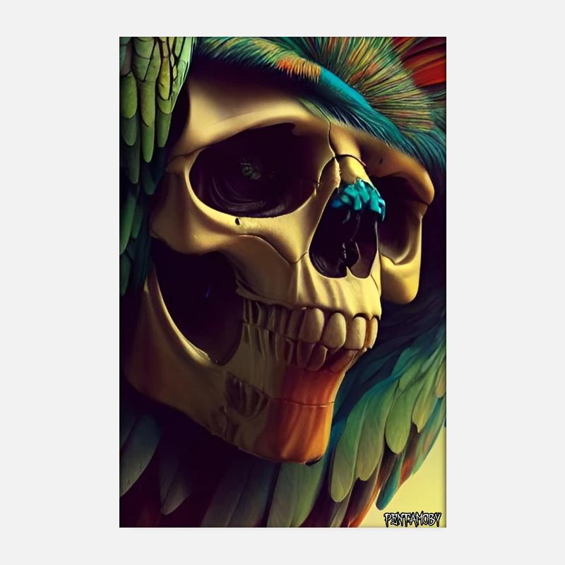 Skull Parrot Feather Skeleton Poster 8" x 12" (20x30 cm)