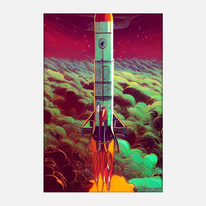 Lancement de fusée Space Stars Nuages Poster 20 x 30 cm