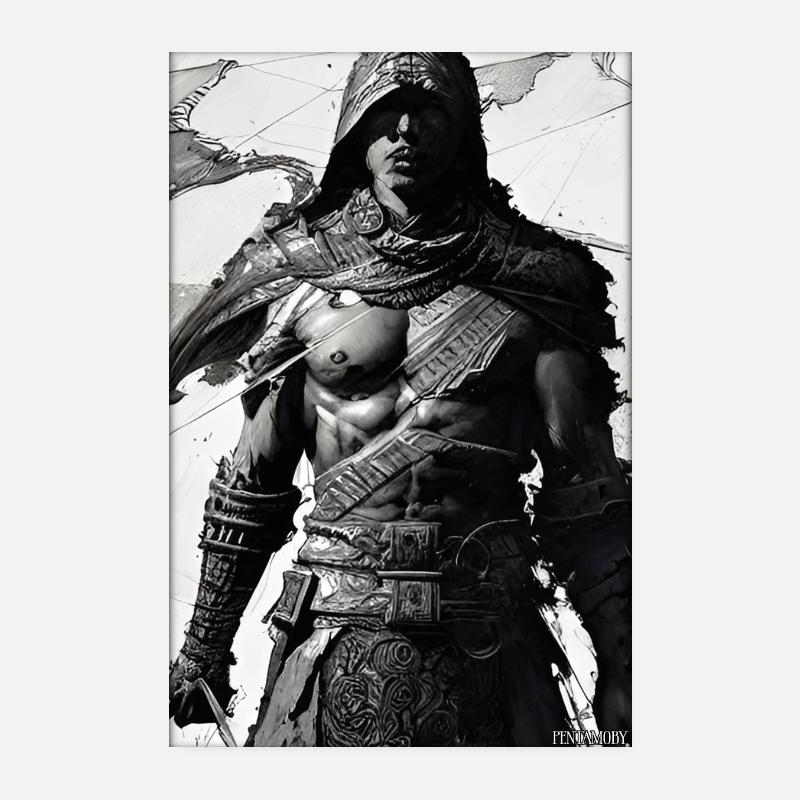 Warrior Sword Vintage Black White 2 Poster 8" x 12" (20x30 cm)