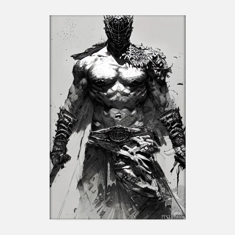 Warrior Sword Vintage Noir Blanc 4 Poster 20 x 30 cm