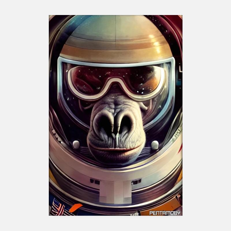 Monkey Animal Astronaut Space Space Universe 3 Poster 8" x 12" (20x30 cm)