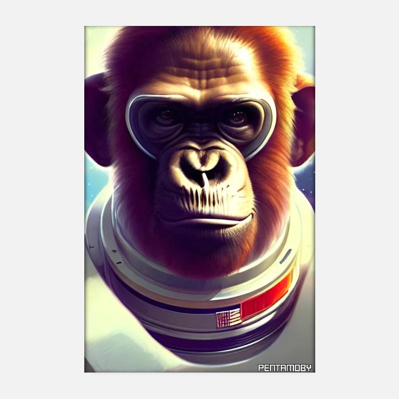 Monkey Animal Astronaute Espace Univers 2 Poster 20 x 30 cm