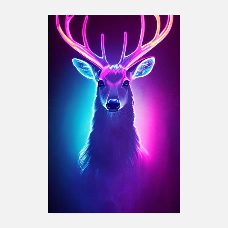 Affiche Neon Deer Poster 20 x 30 cm