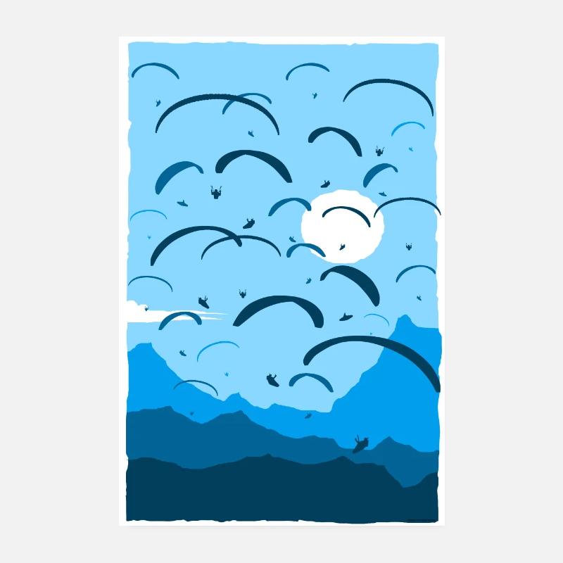 Compétition d’affiches de parapente bleu Poster 20 x 30 cm