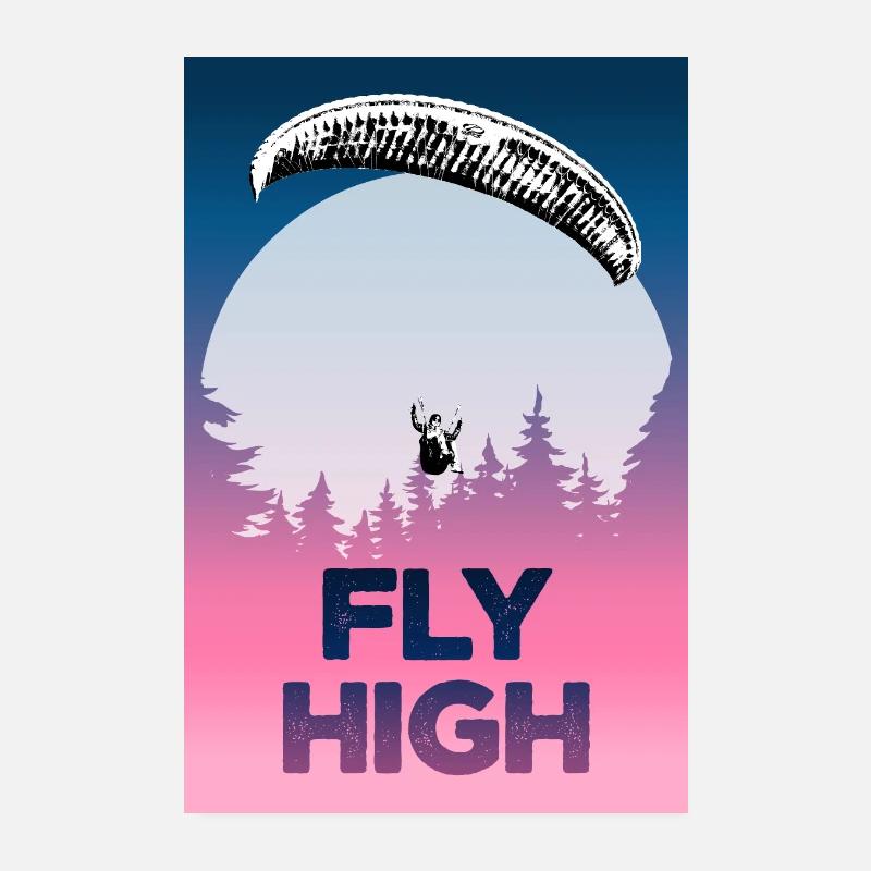 Paragliding FLY HIGH Poster purple gradient Poster 8" x 12" (20x30 cm)
