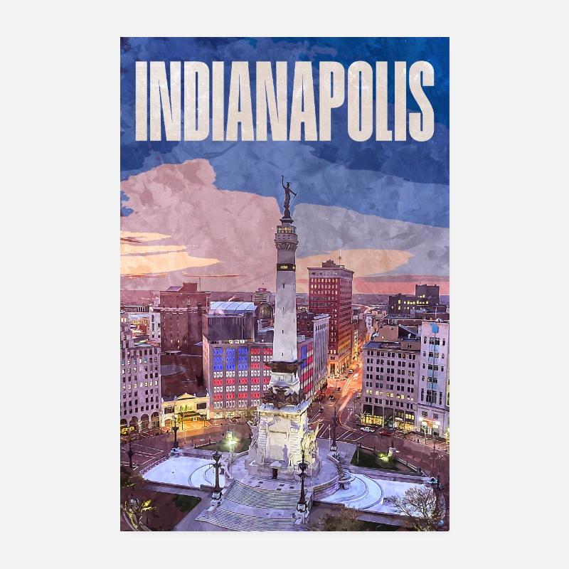 La silhouette d’Indianapolis au Monument Circle Poster 20 x 30 cm