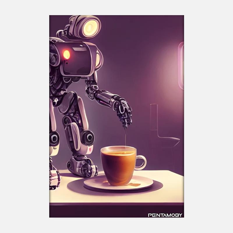 Robot Coffee Future Science Machine Poster 8" x 12" (20x30 cm)