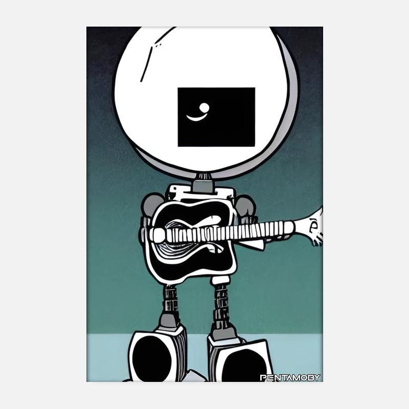 Robot Guitare Guitariste Future Music Comic Poster 20 x 30 cm