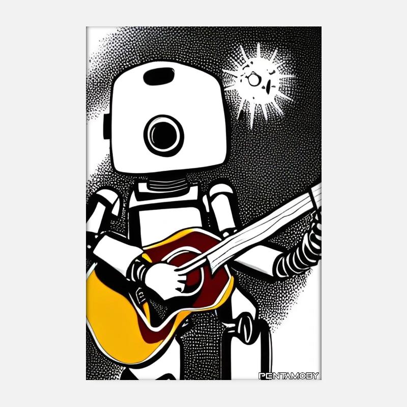 Robot Guitar Guitarist Future Music Comic Poster 8" x 12" (20x30 cm)